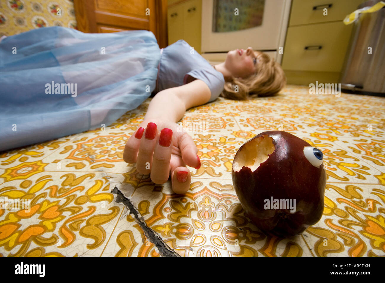 One bite of the deadly apple Stock Photo