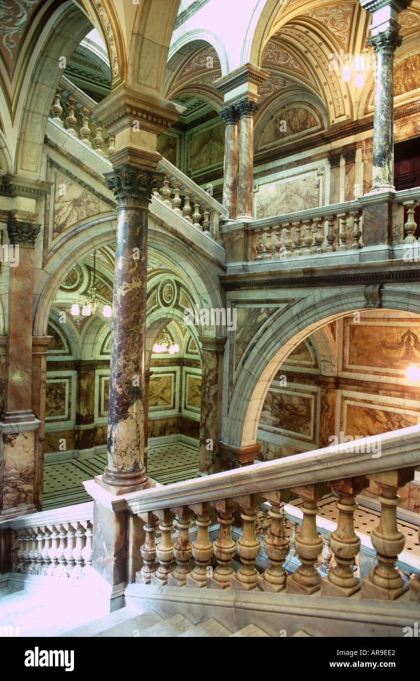 UK Glasgow Scotland Marble Staircase in City Chambers Stock Photo