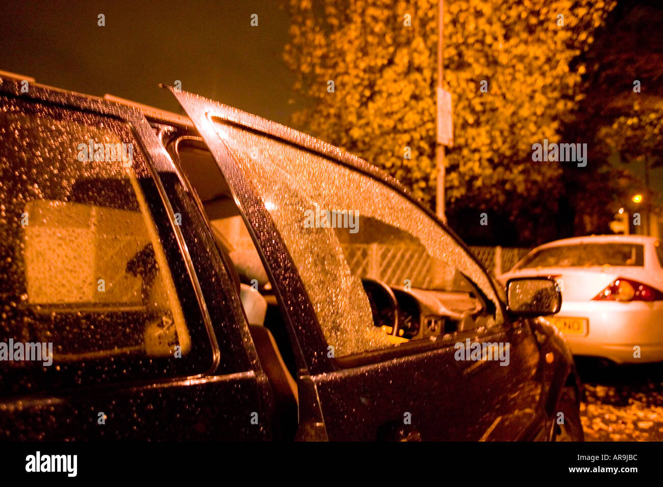 Car Crime smashed window london Stock Photo