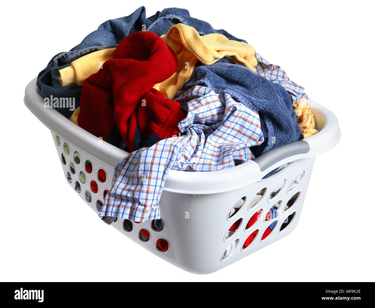 Laundry basket full of dirty clothes Stock Photo - Alamy