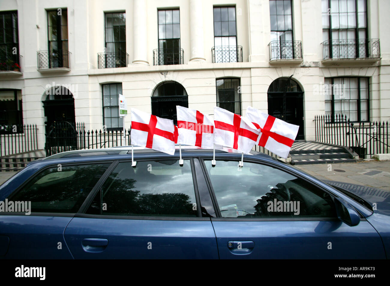 Car with England Flags Stock Photo