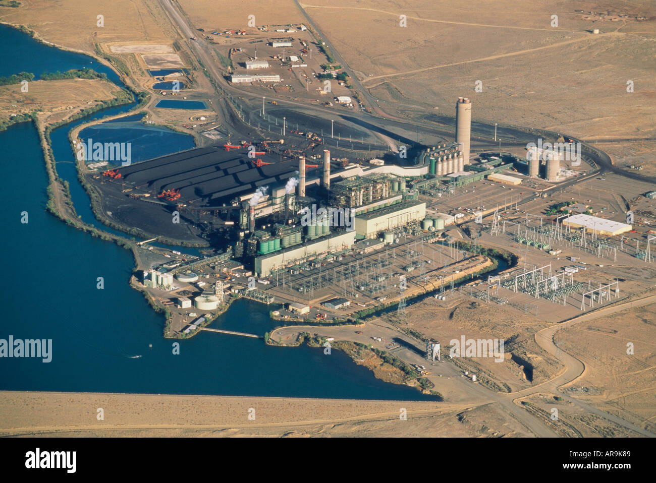 aerial view of industrial chemical works plant factory near Odessa Texas USA United States of America Stock Photo