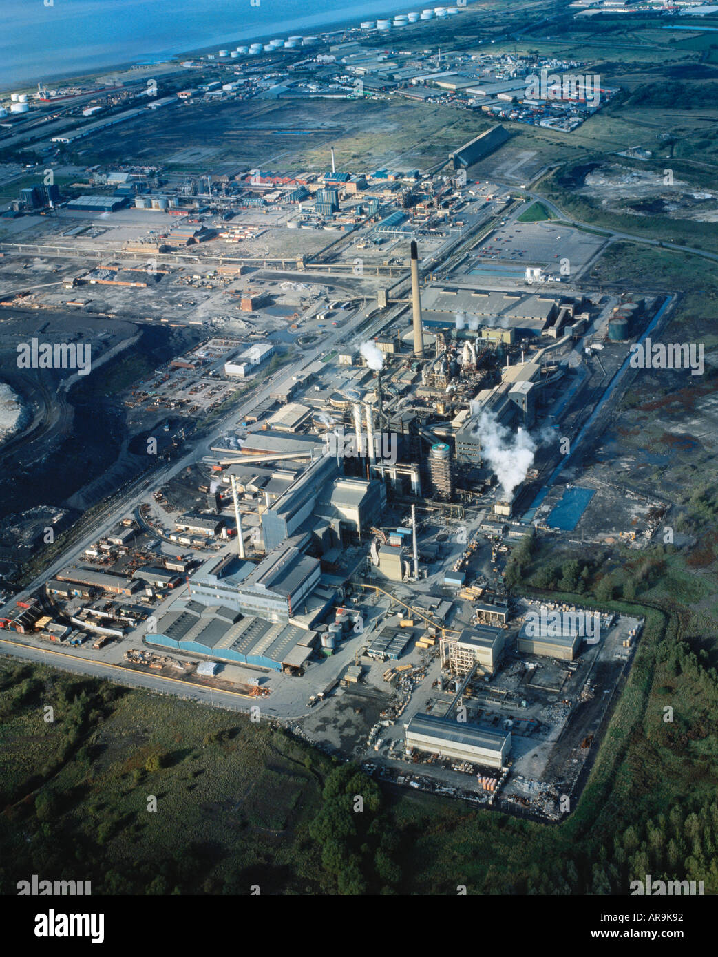 aerial view of zinc chemical works plant factory at Avonmouth near Bristol England UK Stock Photo