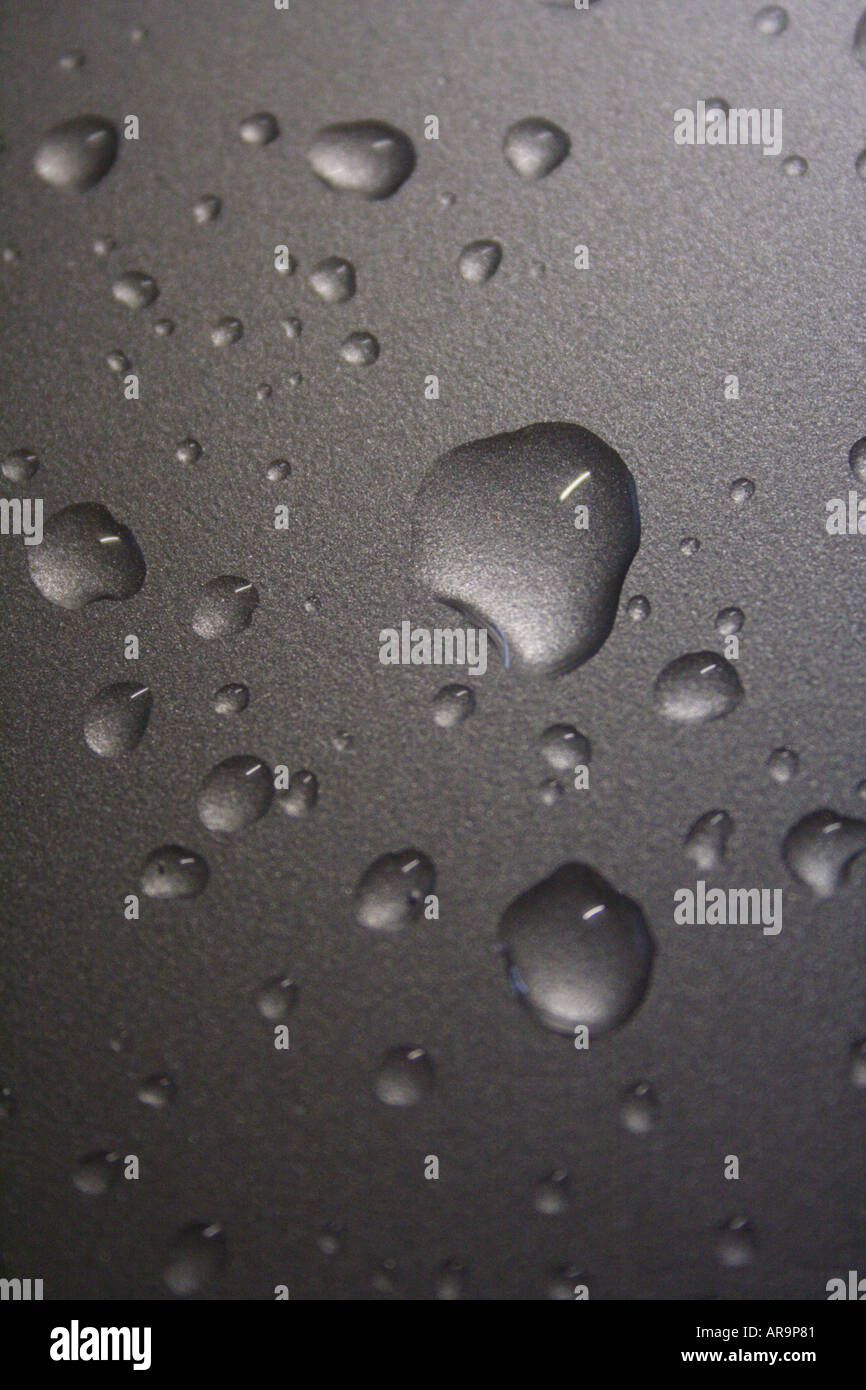 WATER DROPS ON A GREY / SILVER CAR Stock Photo Alamy
