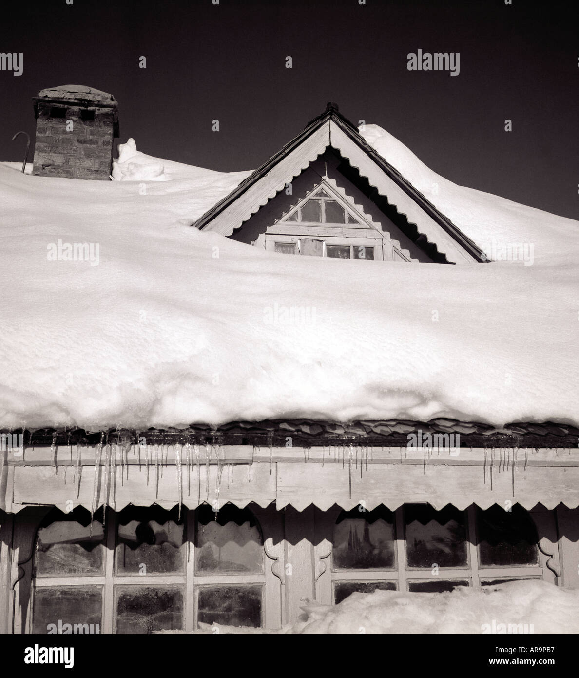 House covered with snow Gulmarg Jammu and Kashmir India Stock Photo