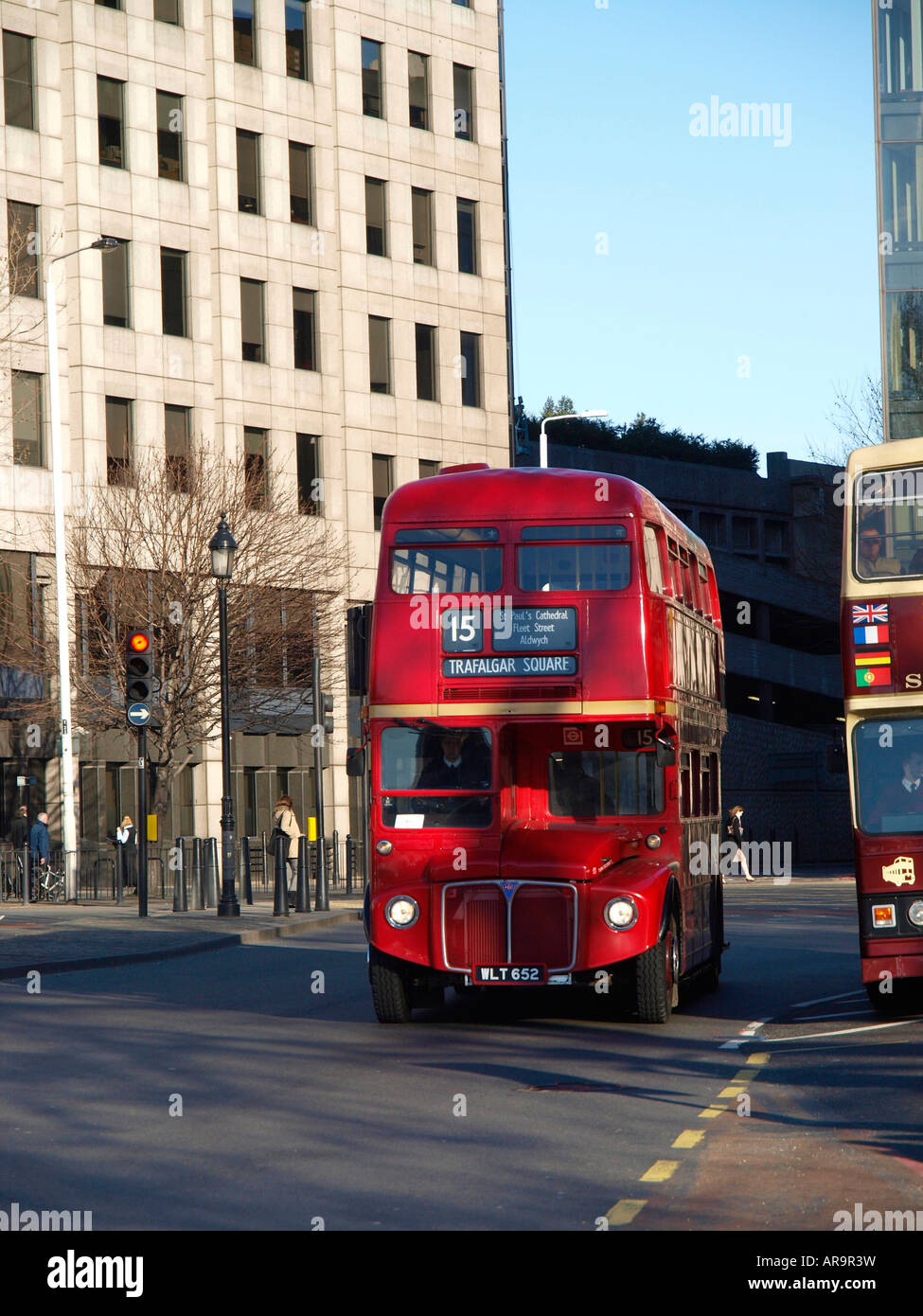 Number 15 red double decker London Bus Stock Photo