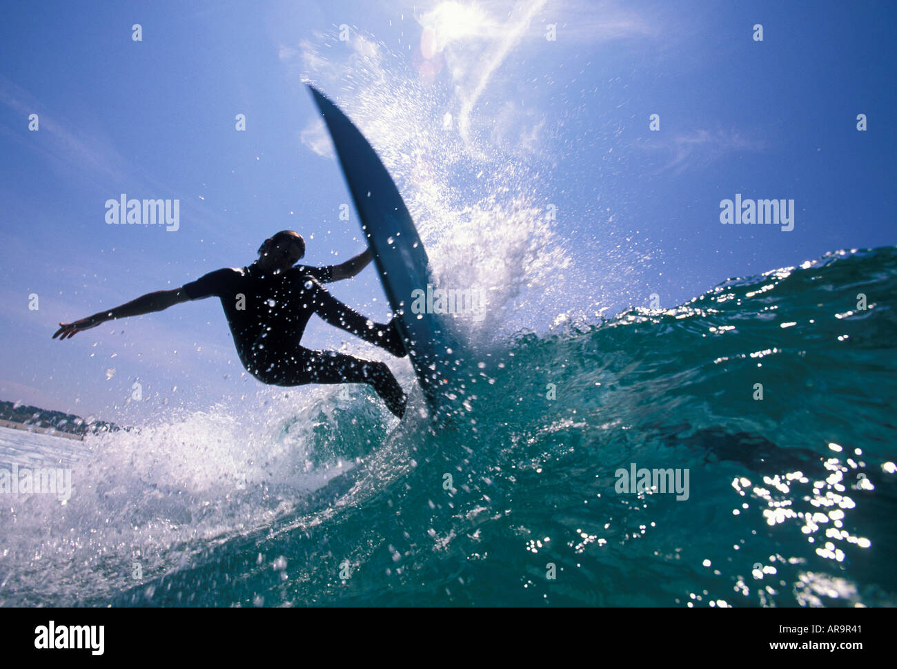 Surfing In Jersey Channel Islands Stock Photo Alamy