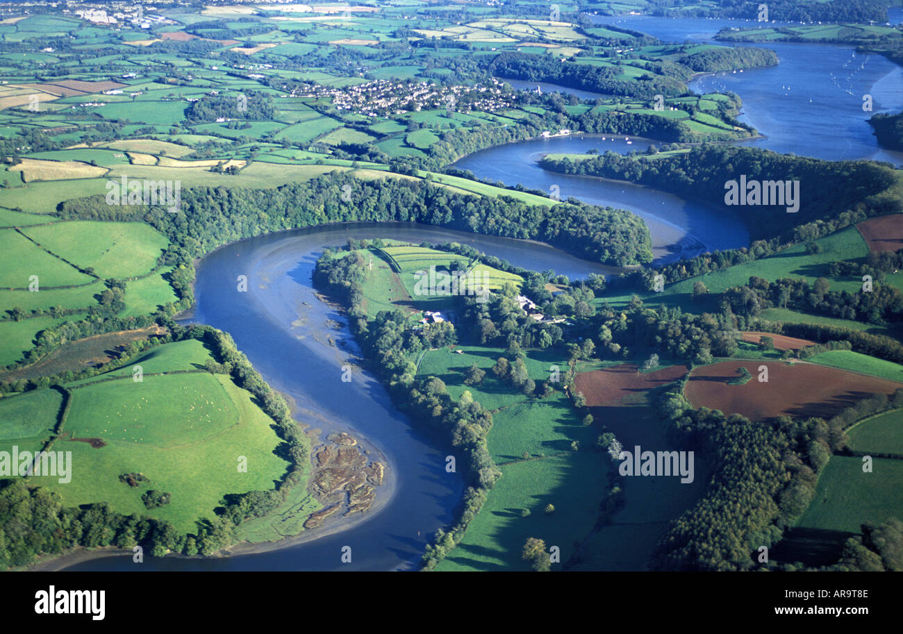 Meanders in the river Dart south of Totnes in South Devon England Stock