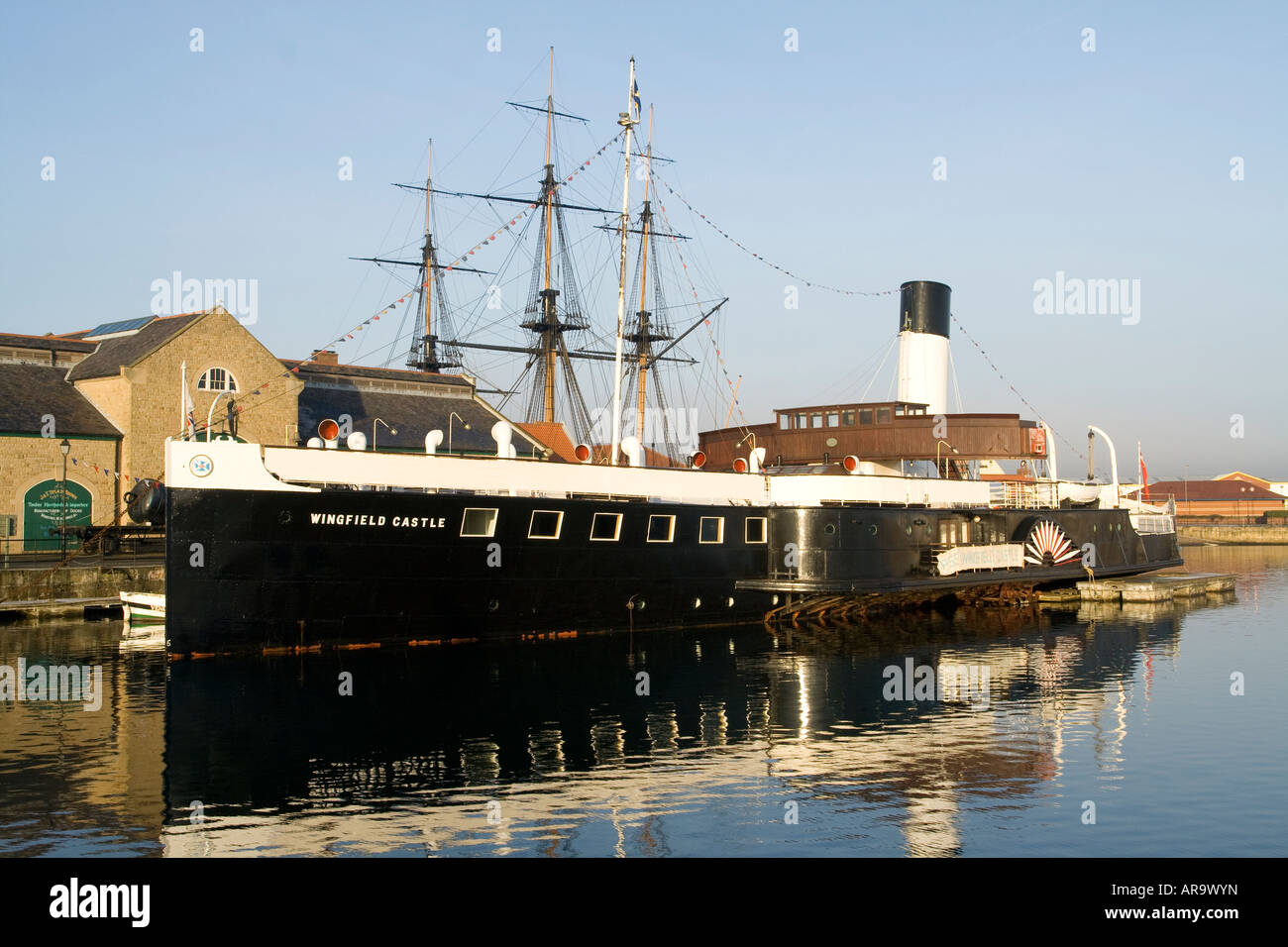 The Wingfield Castle paddle steamer and the Hartlepool museum Stock Photo