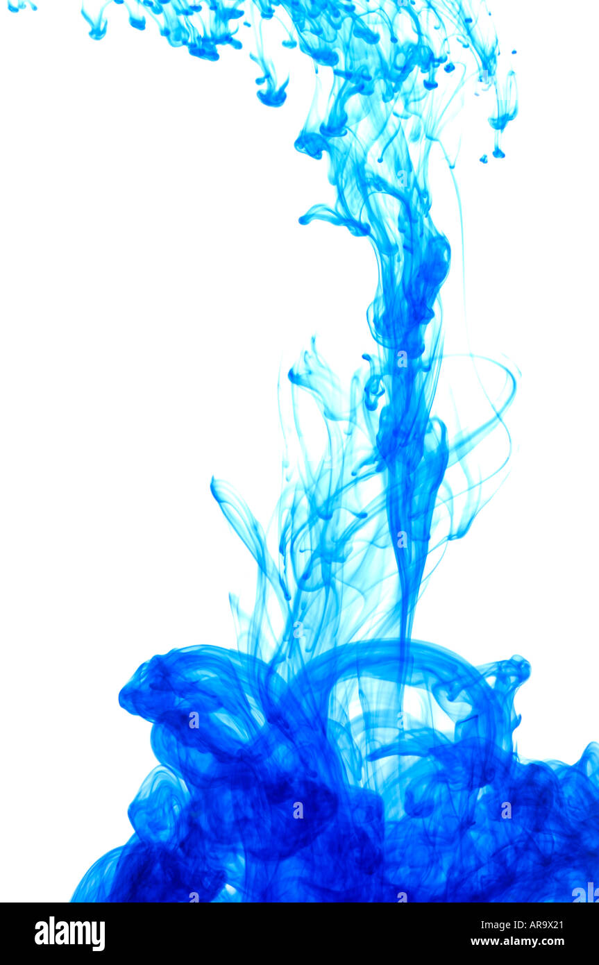 Abstract pattern of blue ink in water Stock Photo