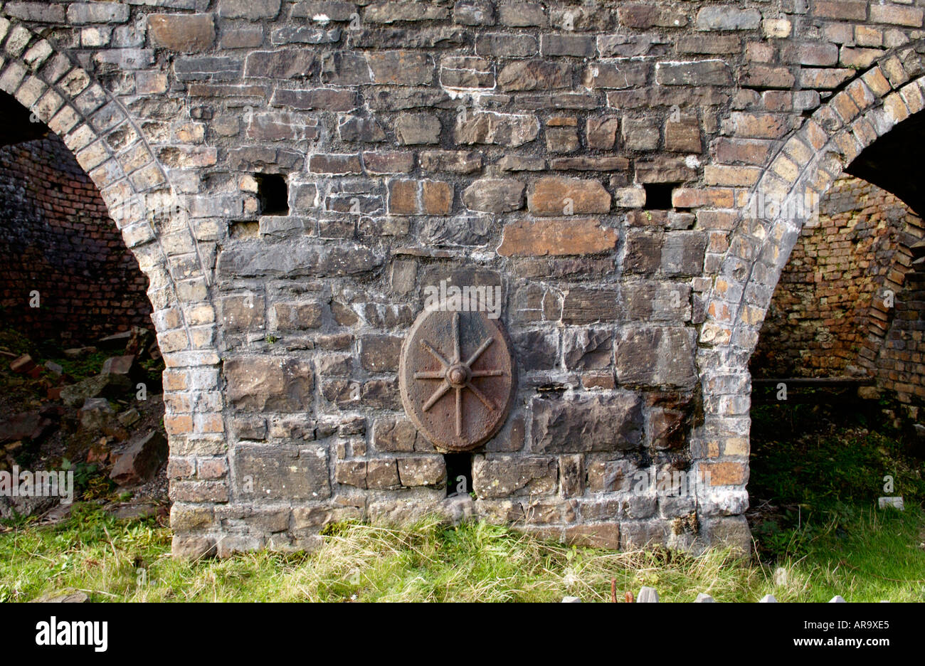 Detail of Calcining Kiln at Blaenafon Ironworks Gwent South Wales UK Stock Photo