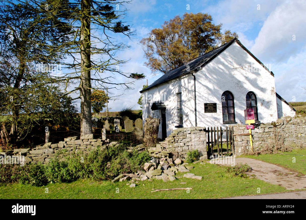 Welsh Bethesda Chapel at Brechfa near Brecon Powys Wales UK dated 1802 for sale for conversion to a two bedroom family home Stock Photo