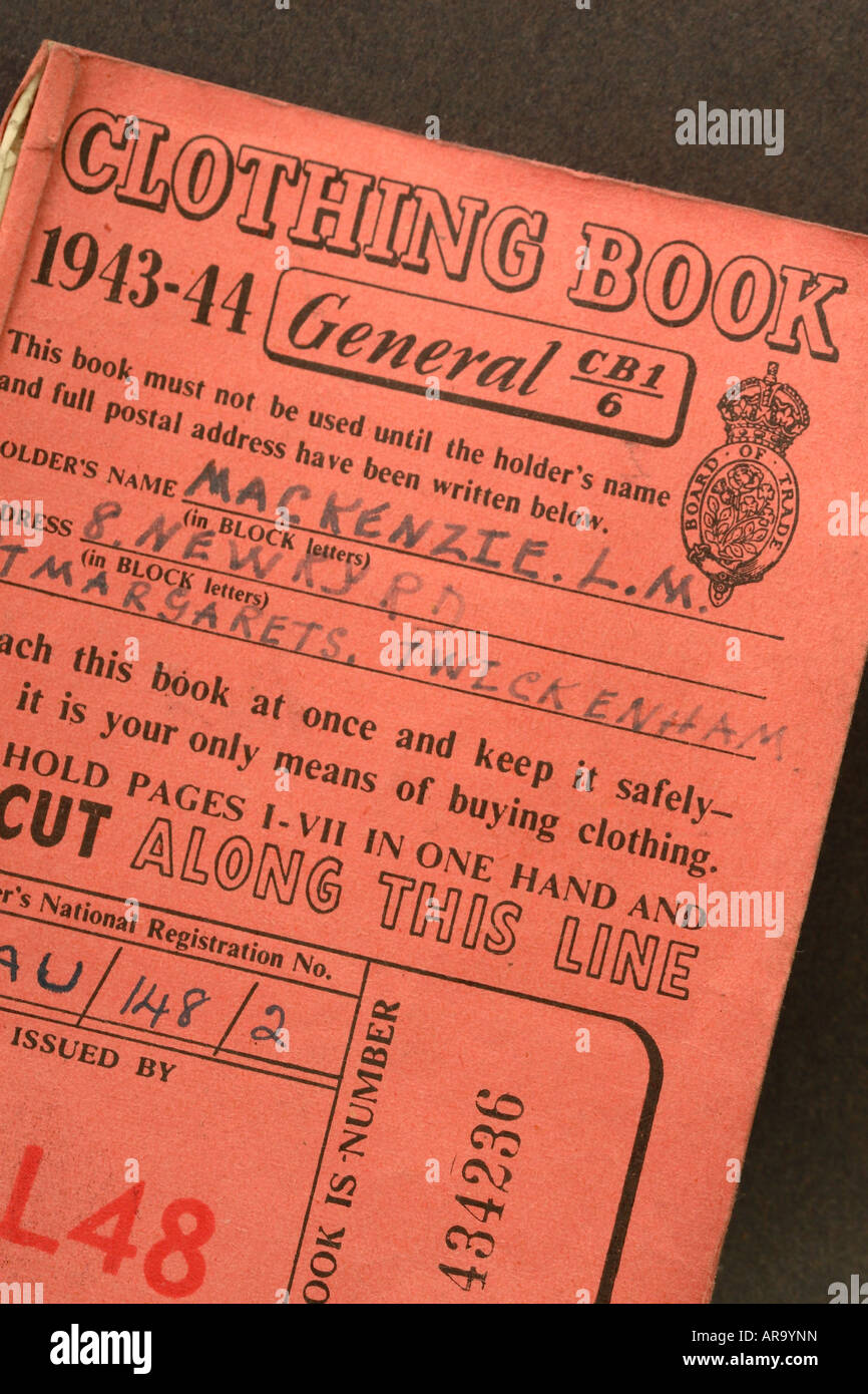 Clothing Book World War 2 British ration coupon document Stock Photo