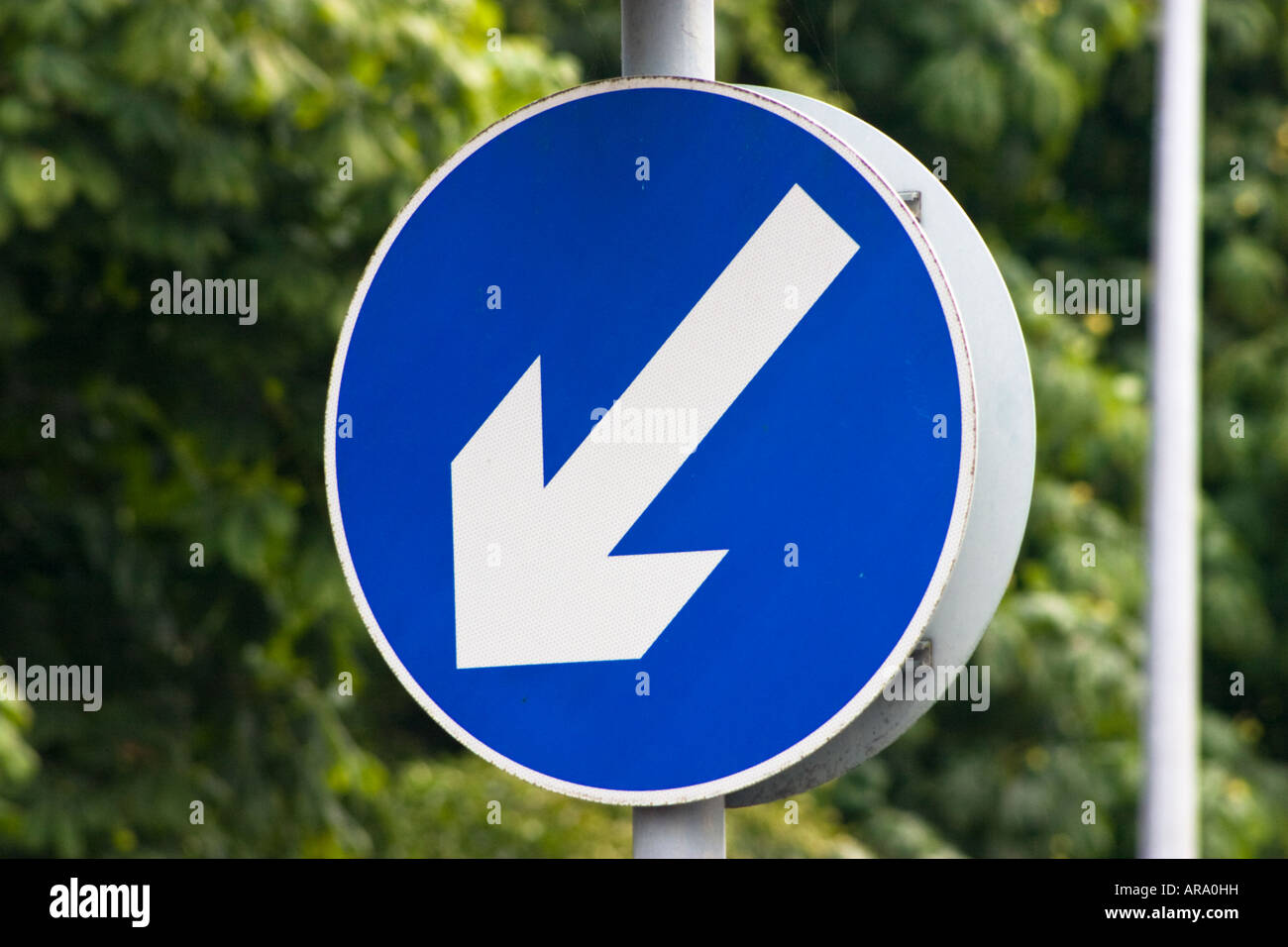 Keep left road sign Stock Photo