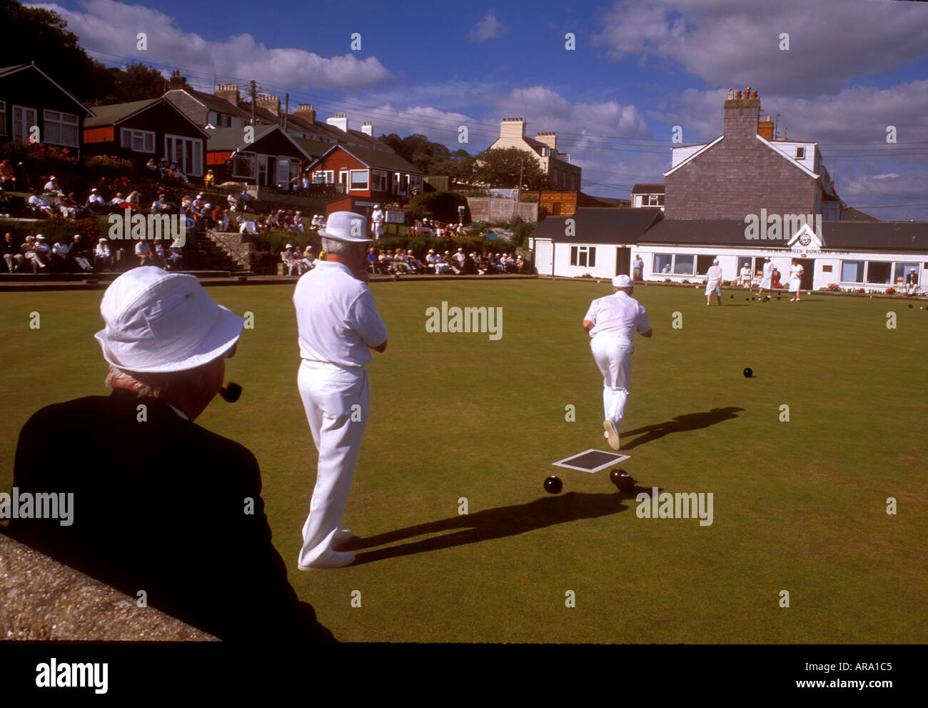 Traditional Bowls being played at Lyme Regis Dorset England UK Stock Photo