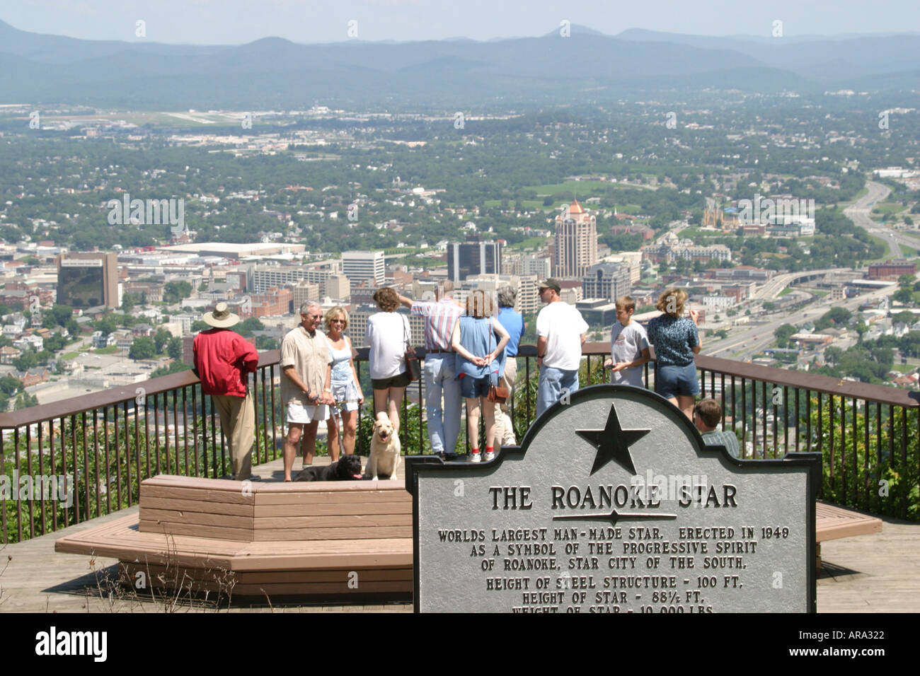 Virginia Appalachian Mountains,Southern Appalachia,Roanoke,Mill Mountain Overlook,visitors travel traveling tour tourist tourism landmark landmarks cu Stock Photo