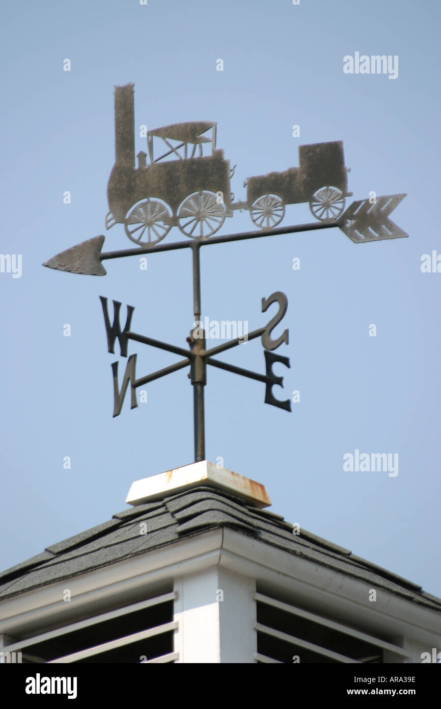Pennsylvania Pocono Mountains,Honesdale,weathervane,weather,meteorology,birthplace,significant event,famous person,of American railroad,visitors trave Stock Photo