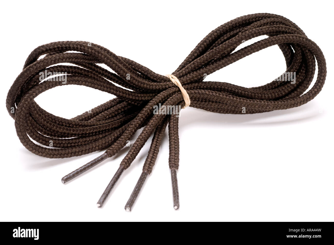 A pair of long brown 'boot laces' Stock Photo