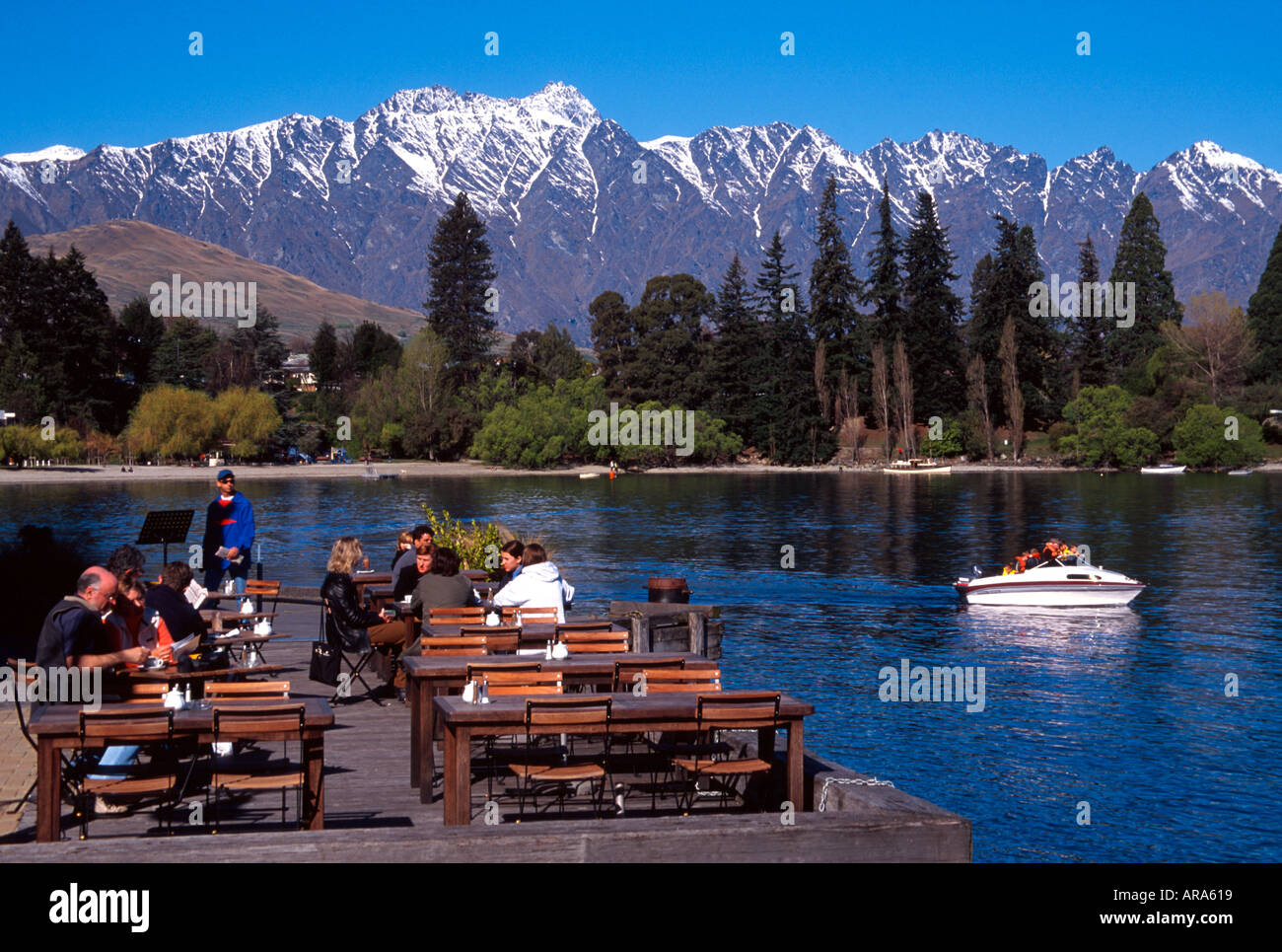 Cafe Lake Wakatipu and The Remarkables Queenstown South Island New ...