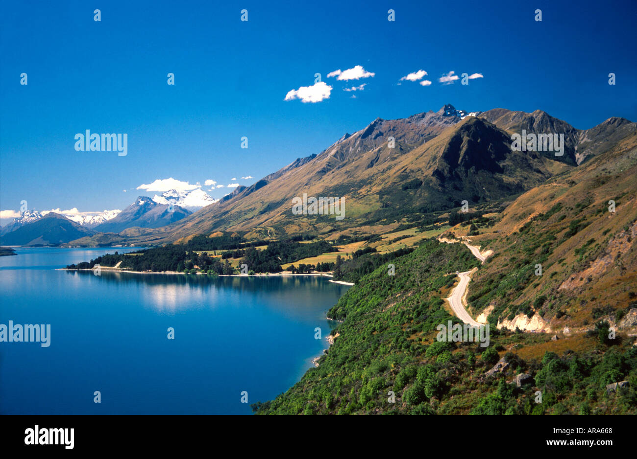 Lake Wakatipu Glenorchy Road near Queenstown South Island New Zealand ...
