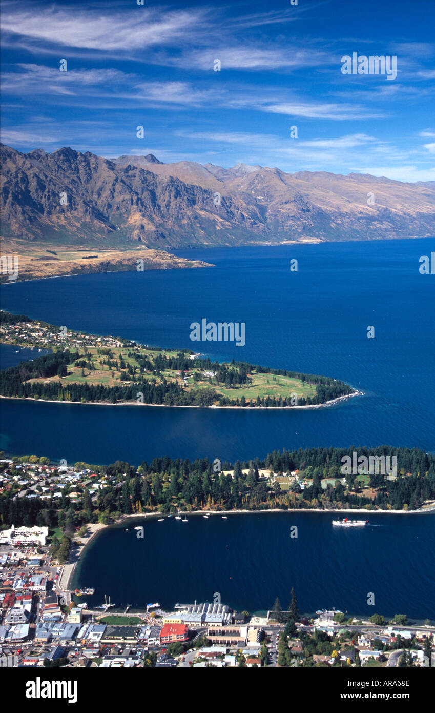 View of Queenstown Lake Wakatipu and The Remarkables from Skyline ...