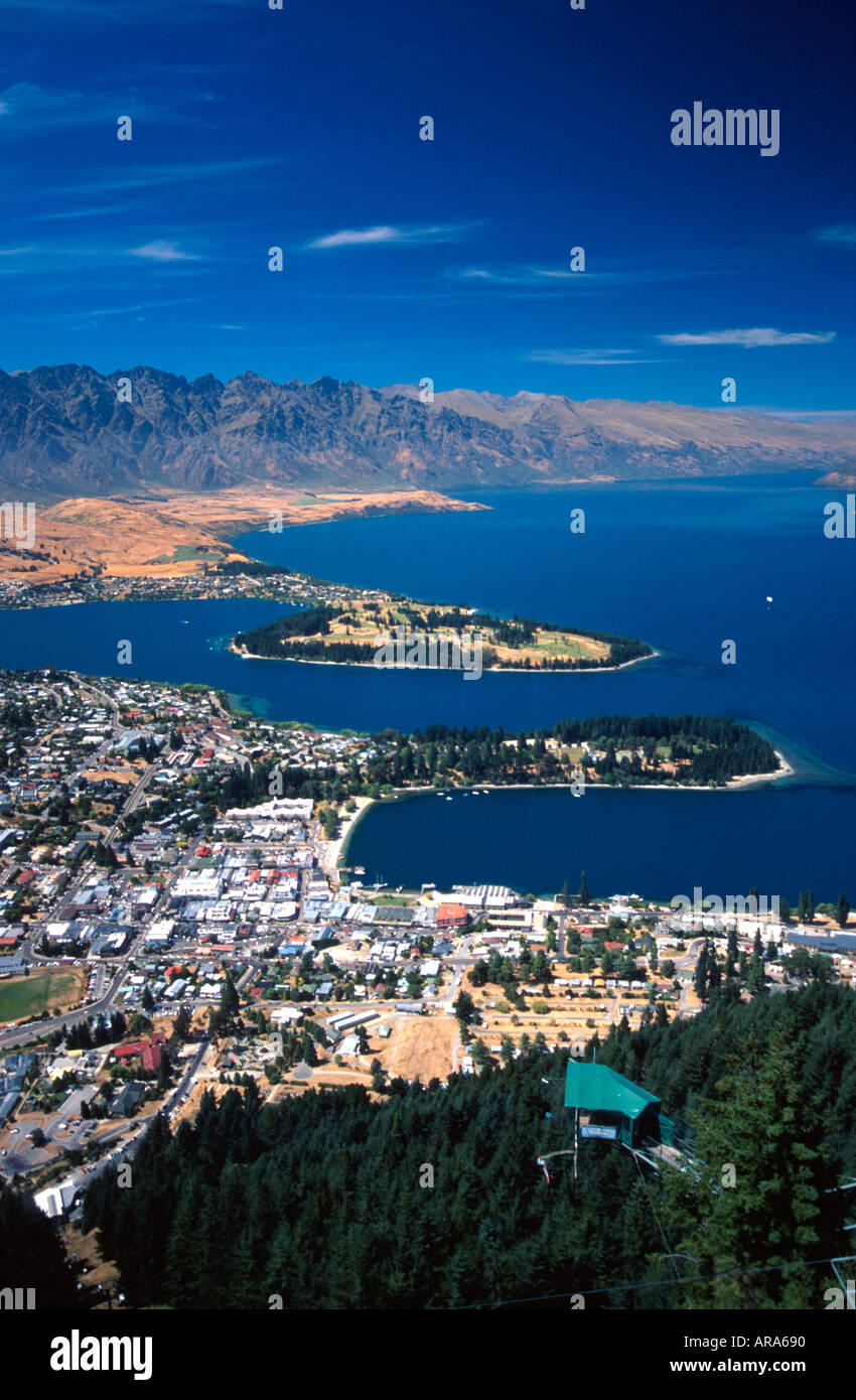 View over Queenstown Lake Wakatipu The Remarkables and The Ledge Bungy ...