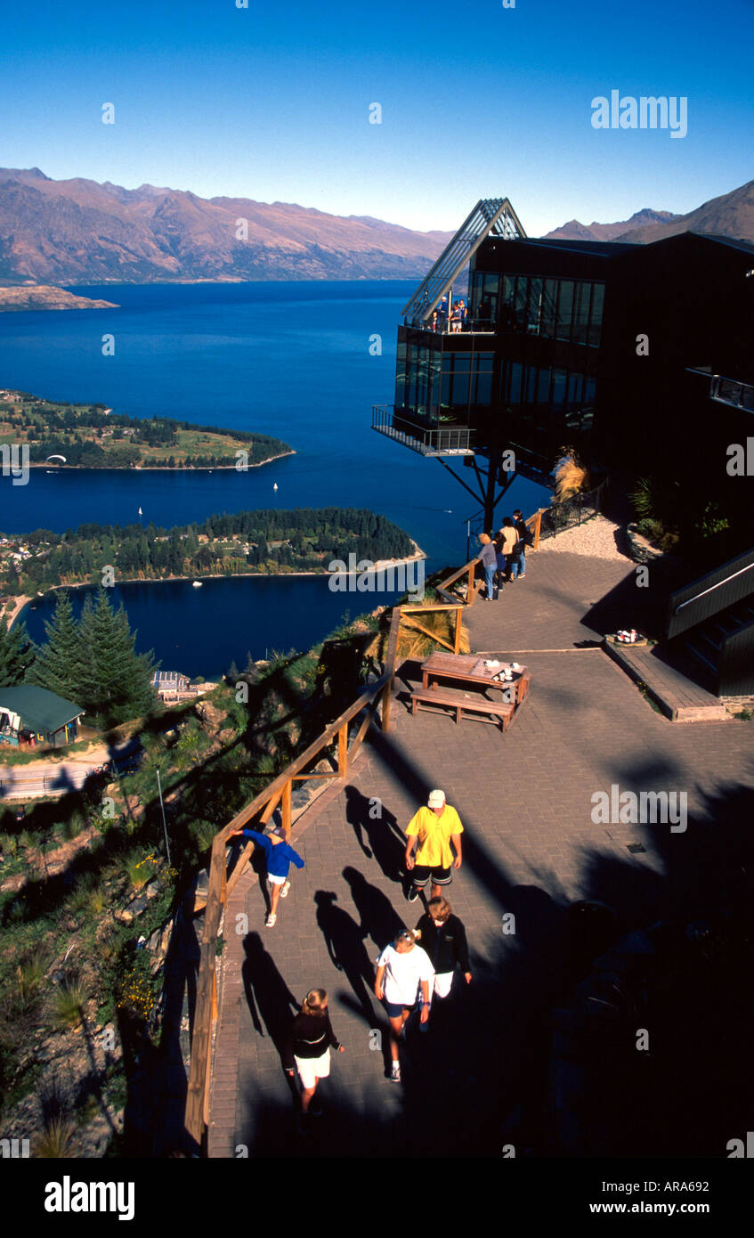 View over Queenstown and Lake Wakatipu from Skyline Complex South ...
