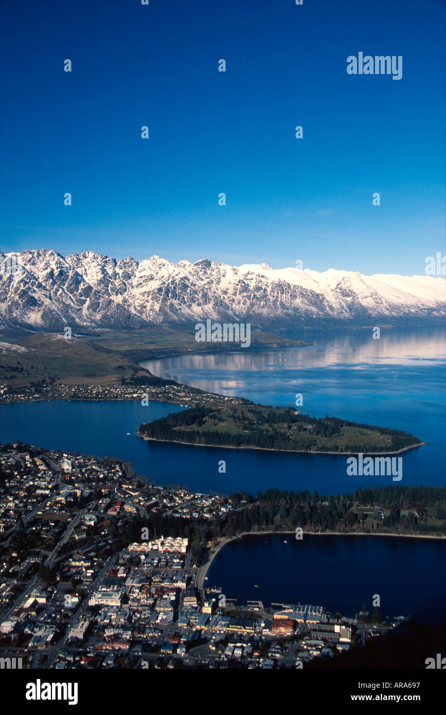 View of Queenstown Lake Wakatipu and The Remarkables from Skyline ...