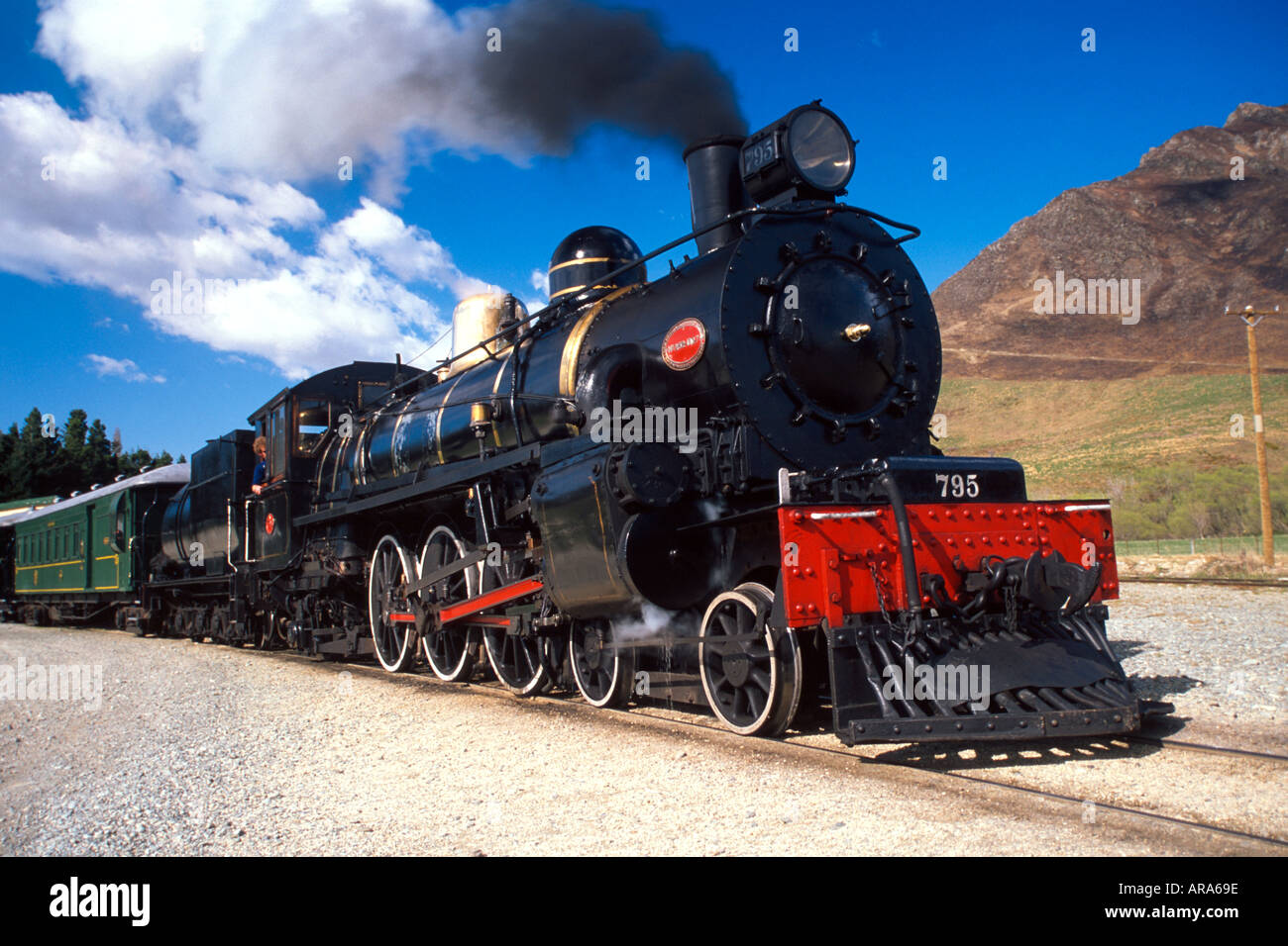 Historic Kingston Flyer Steam Train at Fairlight Southland South Island New Zealand Stock Photo