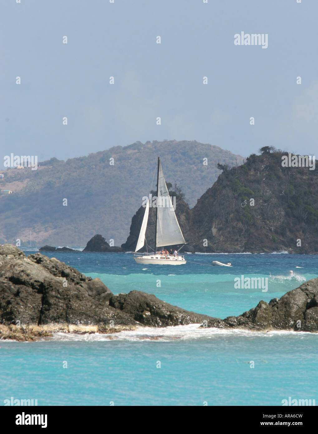 sailboat st john Caribbean Stock Photo