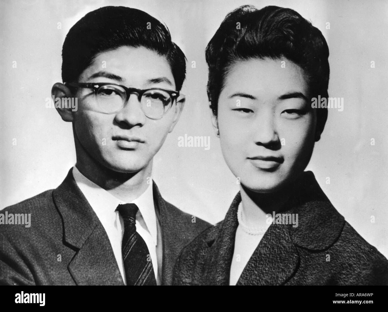 Shimazu, Takako, * 2.3.1939, portrait, with her future husband Shimazu Hisanaga, 1959, Stock Photo
