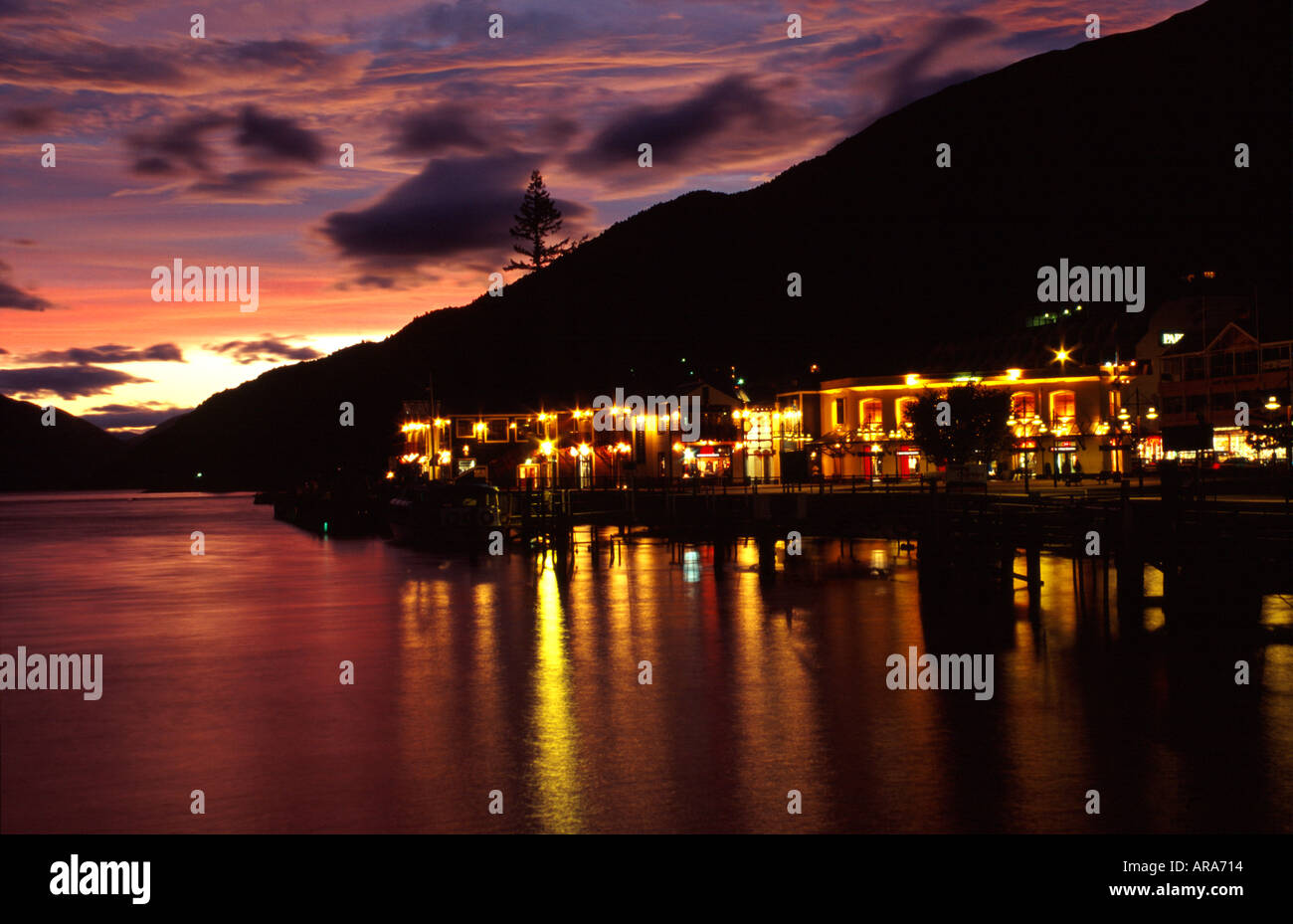 Queenstown at Night South Island New Zealand Stock Photo Alamy