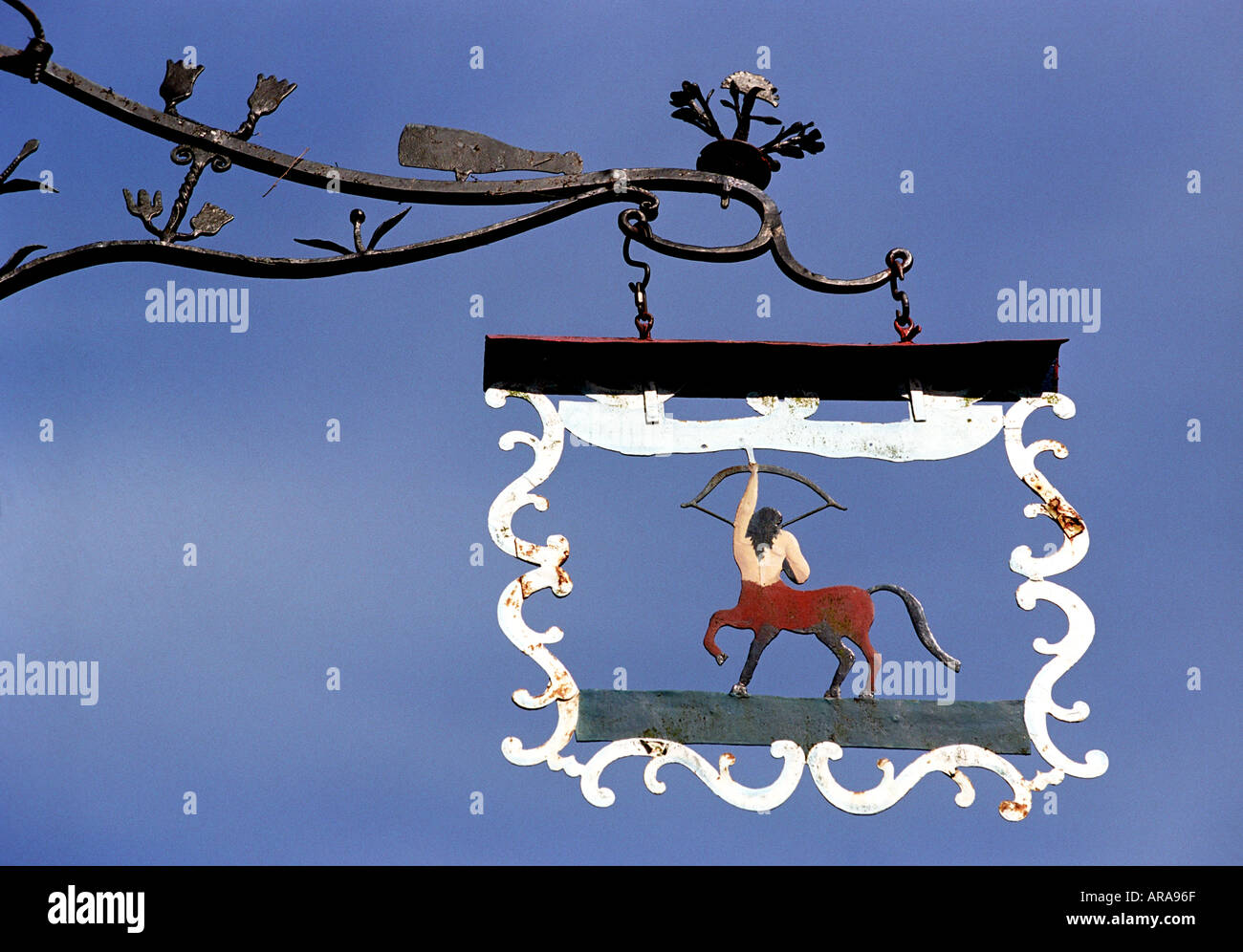 Wrought iron sign outside a house in Hautvillers in the Champagne Ardenne region of France Stock Photo