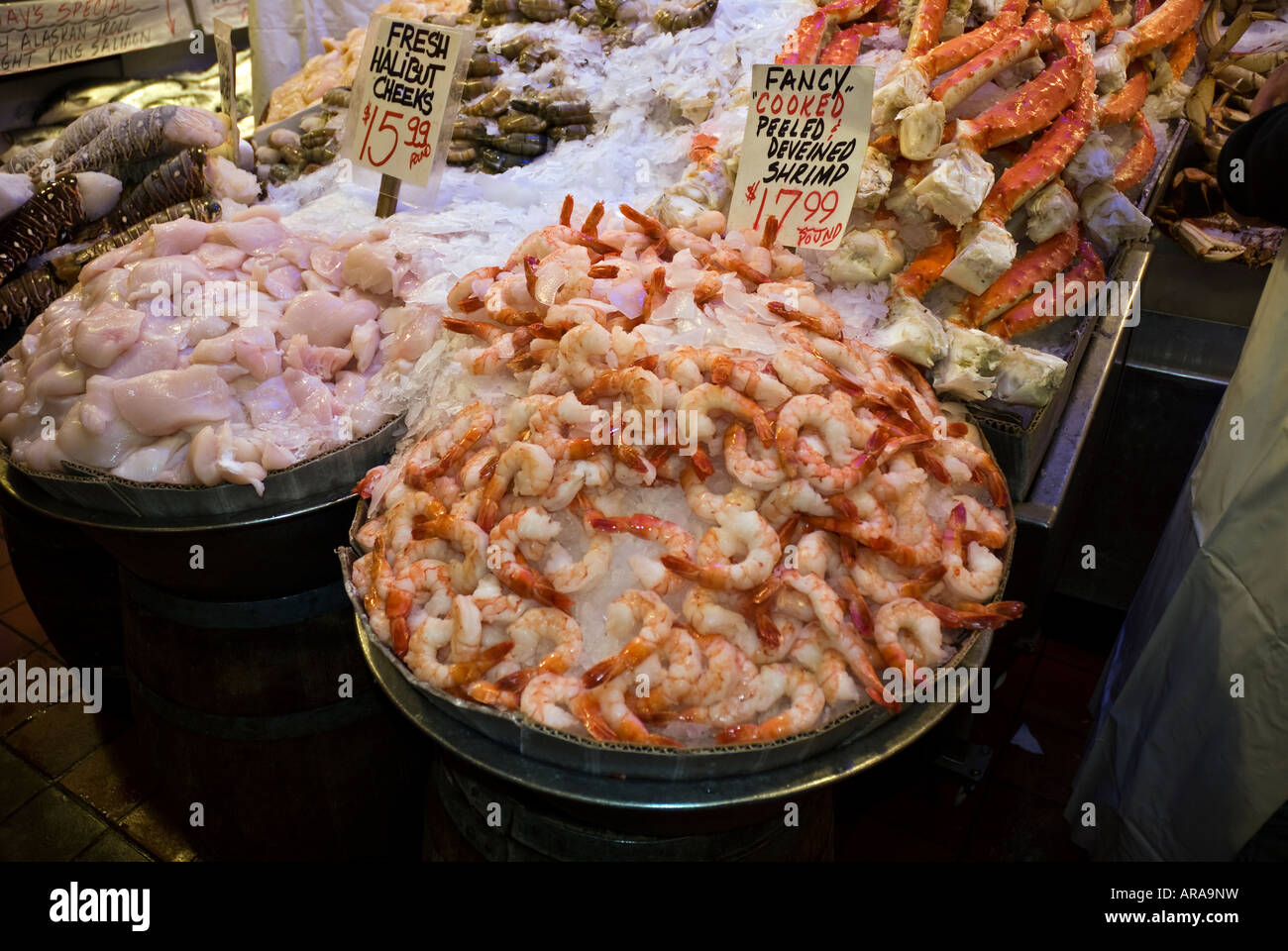seafood for sale at Pike Place Market Seattle Washington Stock Photo Alamy