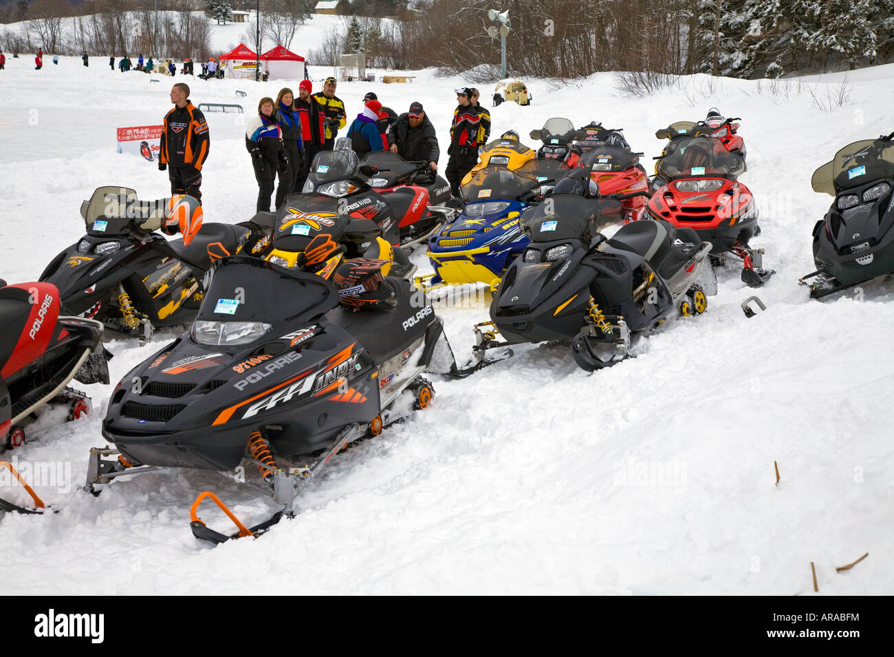 Snowmobiles the best transportation in Canada s Outdoors Stock Photo