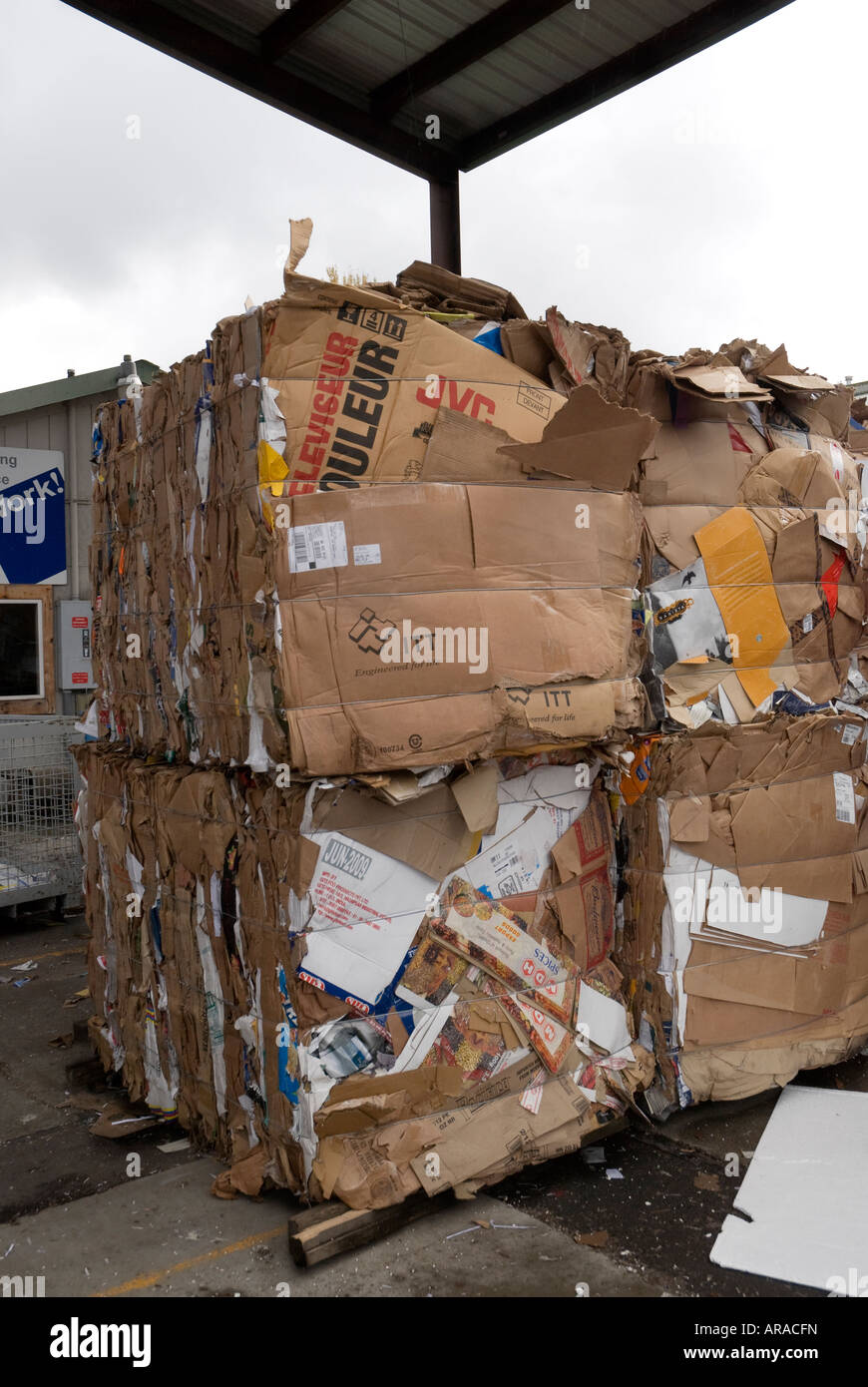 boxes bound for recycling at trash dump and recycling site Issaquah
