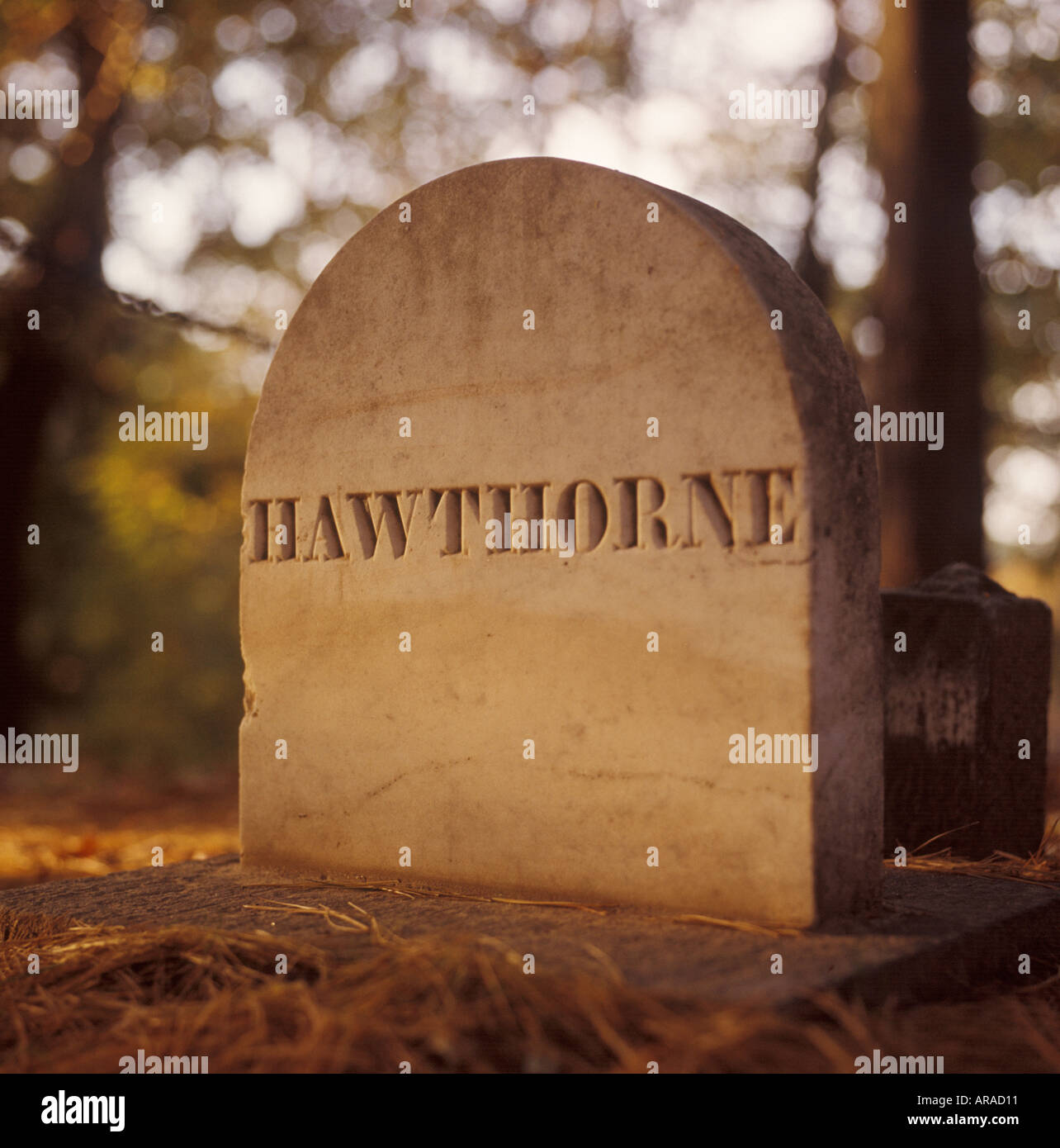 grave for novelist  Nathaniel Hawthorne Concord Massachusetts USA Stock Photo