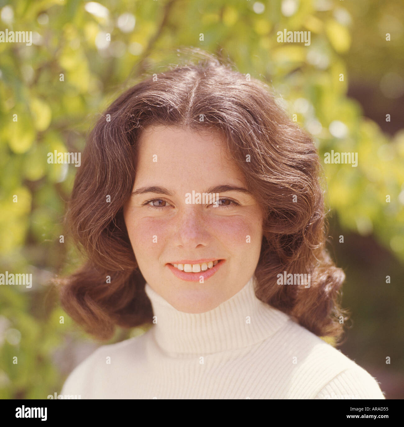 attractive young healthy woman outdoors Stock Photo