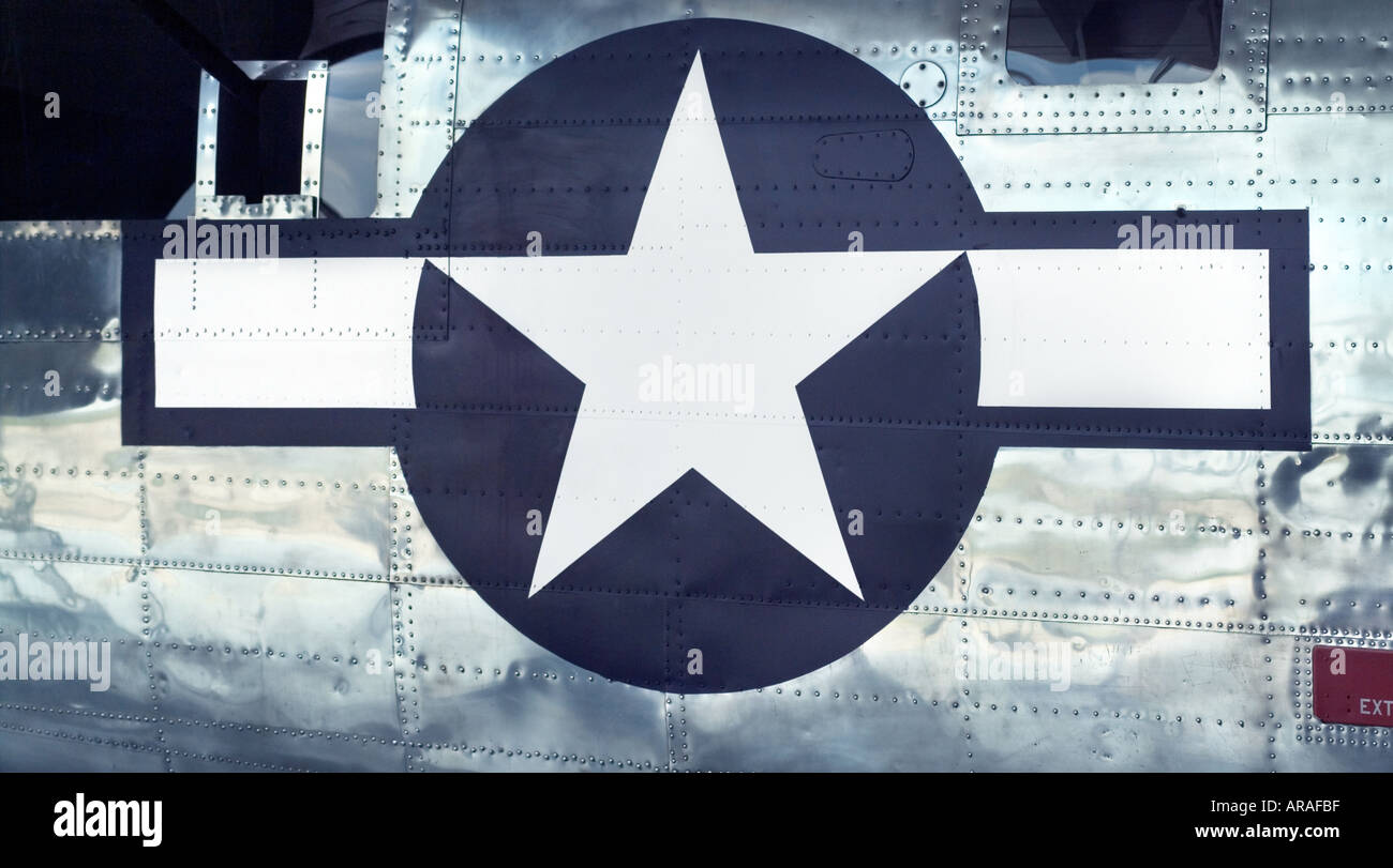 Fuselage section of B 24 liberator aircraft showing American insignia Stock Photo