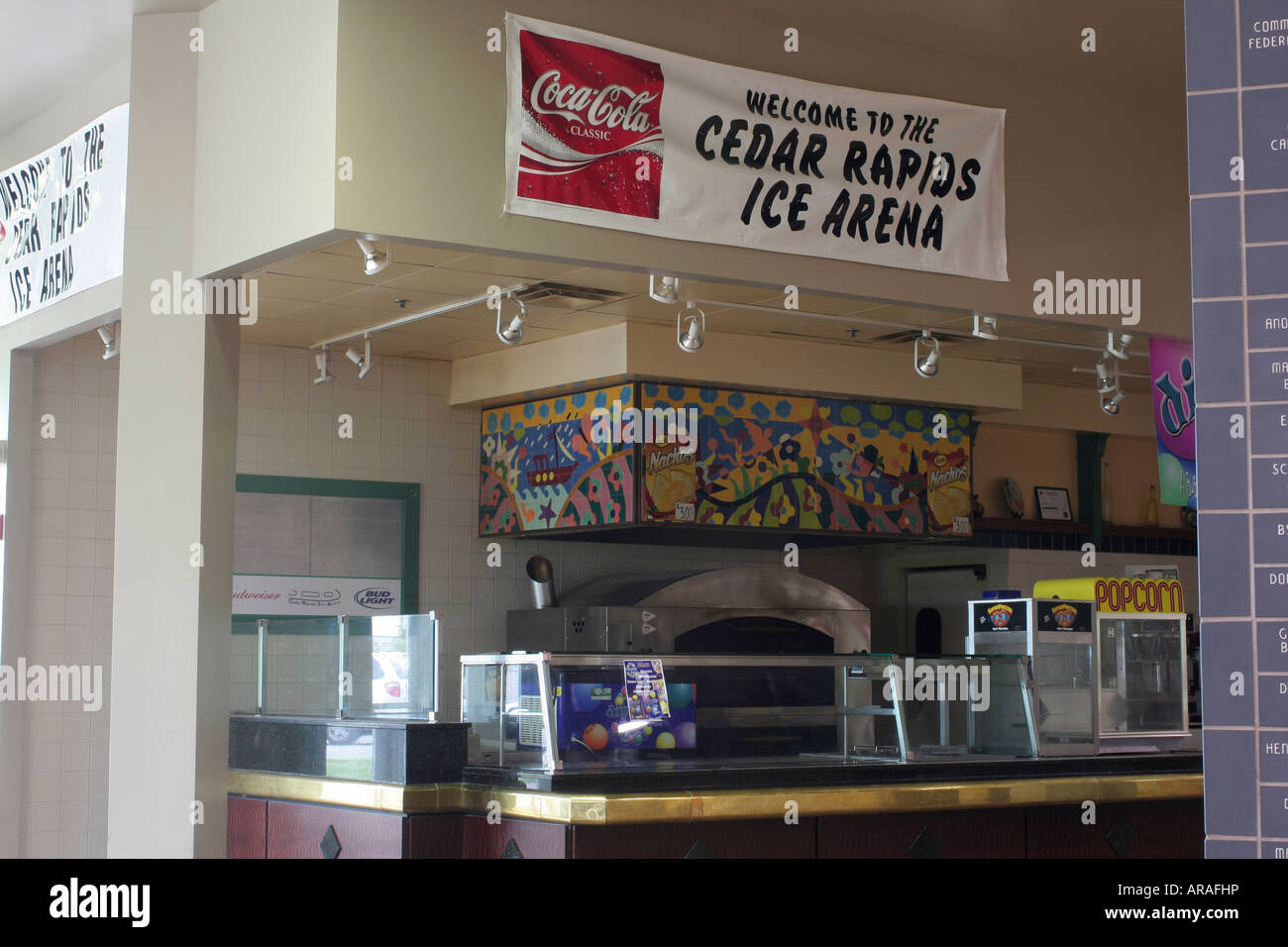 Concession stand, The Cedar Rapids Ice Arena in Cedar Rapids Iowa Stock