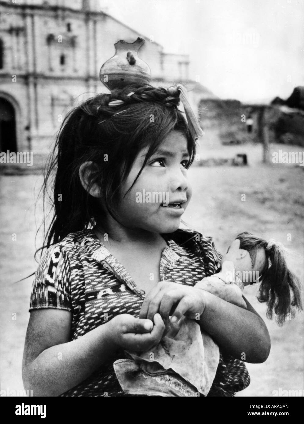 geography / travel, Guatemala, people, children, girl with doll, 1960s, Stock Photo