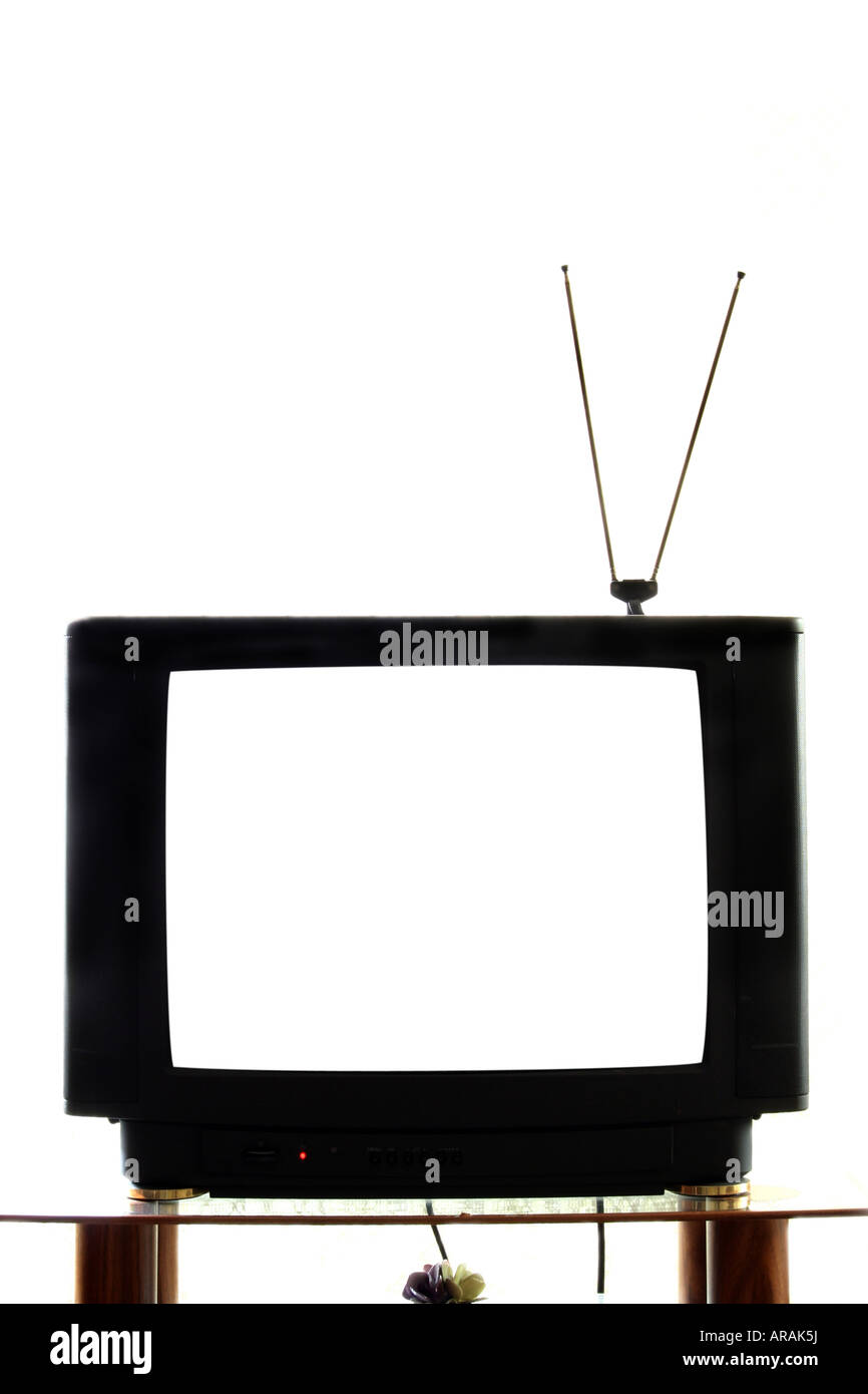 Large Black Flat-Screen TV. Stock Photo