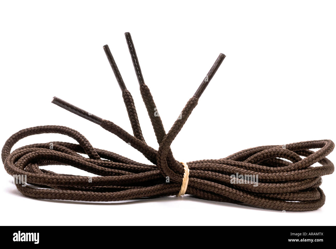 A pair of long brown boot laces Stock Photo Alamy