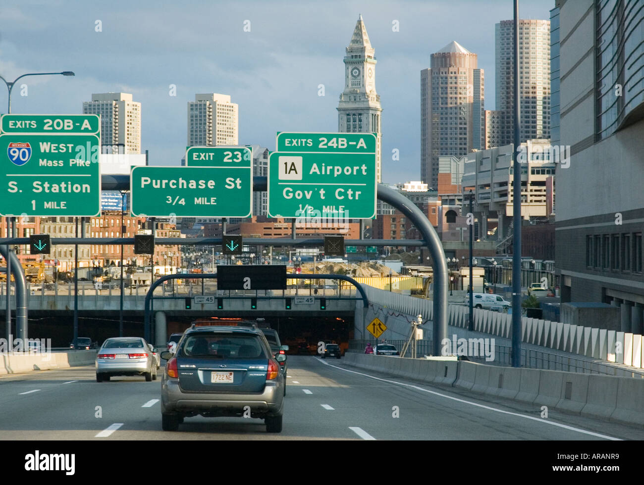 Driving into the controversial Big Dig Southeast Expressway tunnel in