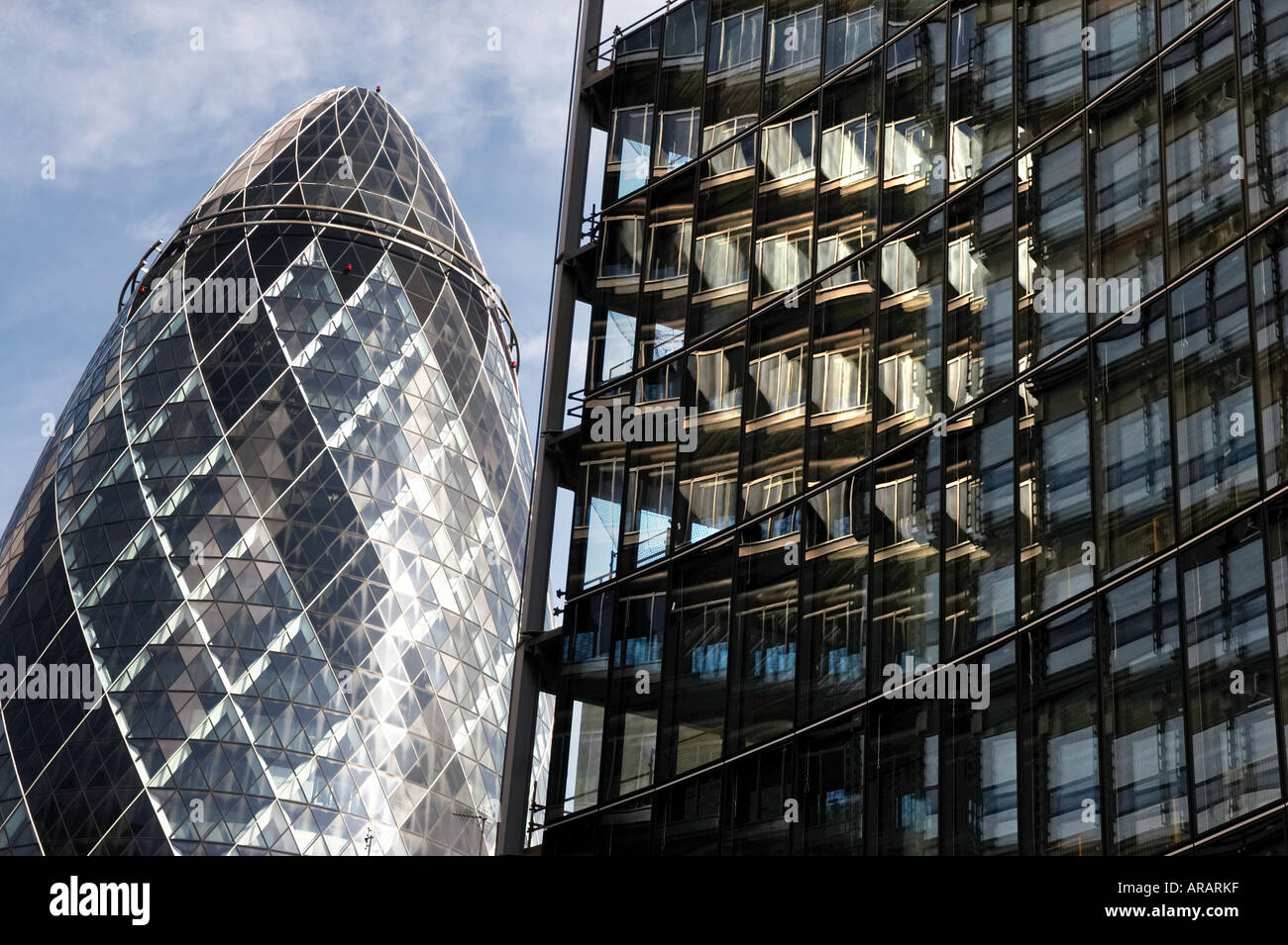 Swiss Re and Willis buildings in the City of London UK Stock Photo