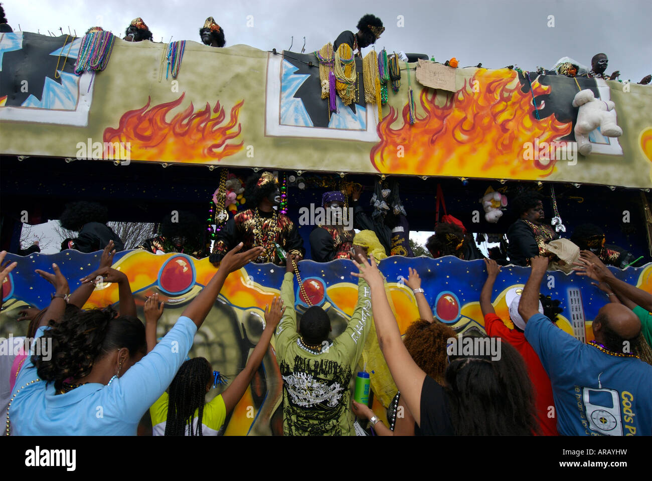 Zulu float in Mardi Gras parade New Orleans Louisiana USA Stock Photo