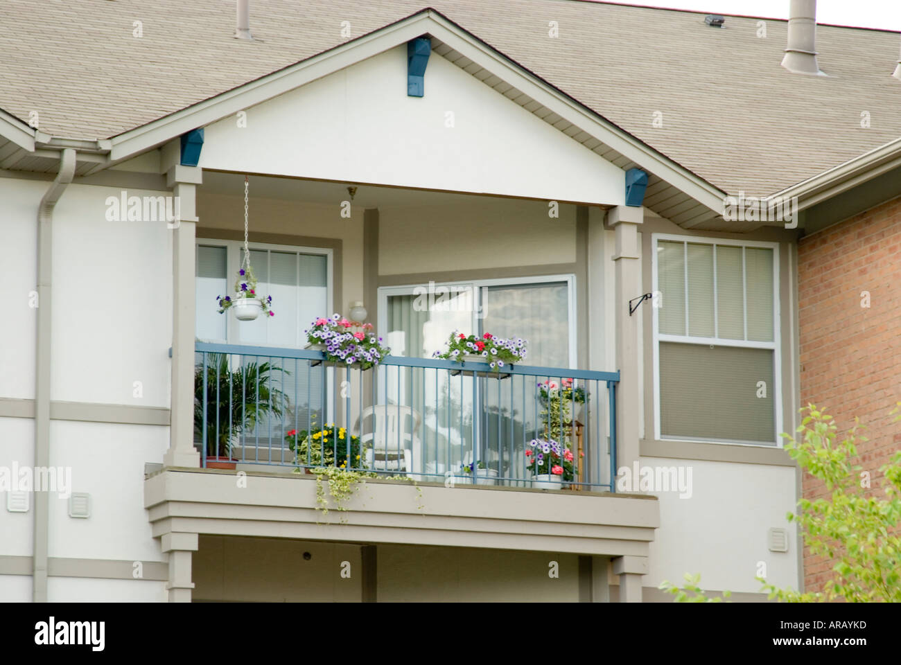 Apartment Deck with Flowers Stock Photo Alamy