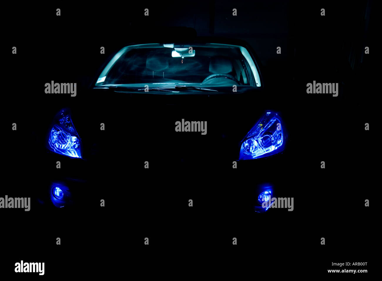 This is a light painting of a french car. C'est du light painting d'une voiture francaise très connue Stock Photo