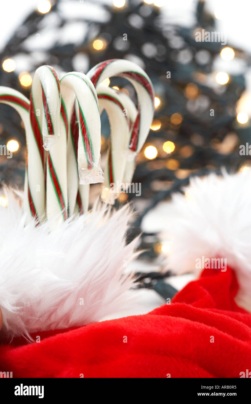 Candy Canes in Stocking Stock Photo