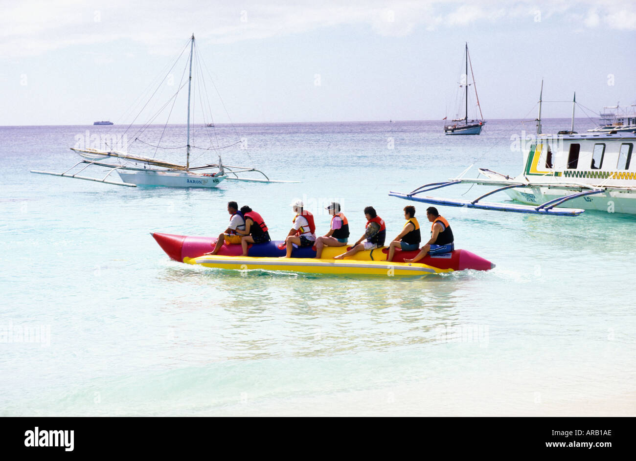Philippines Boracay People Taking Banana Boat Ride Stock Photo Alamy